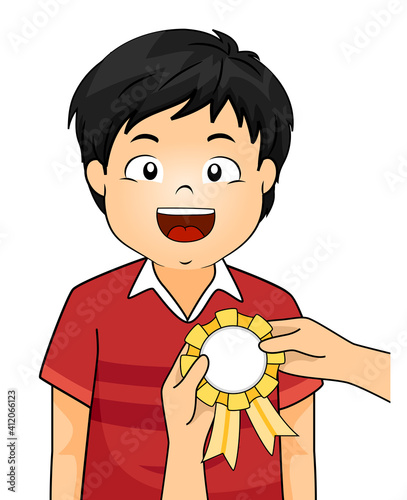 Kid Boy Asian Receive Award...