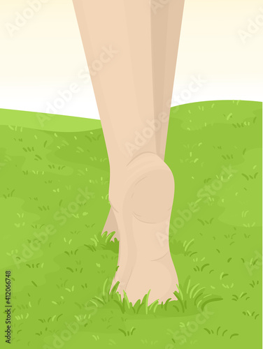 Feet Girl Barefoot Walk Tip Toe Illustration