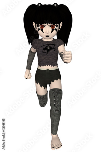 3d render of a cute gothic girl