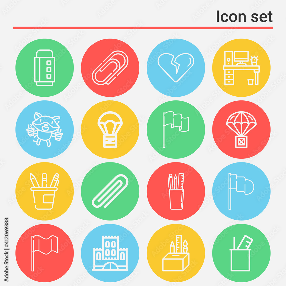 16 pack of siege  lineal web icons set