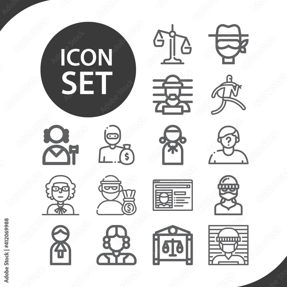 Simple set of guilty related lineal icons. Simple set of guilty related lineal icons.