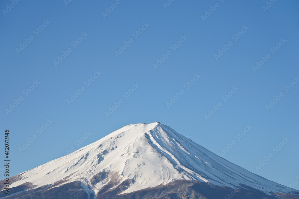 Fuji mountain and blue sky background.