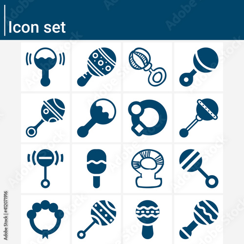 Simple set of rattle related filled icons.