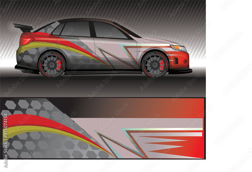 Car livery wrap decal, rally race style vector illustration abstract background Car livery wrap decal, rally race style vector illustration abstract background