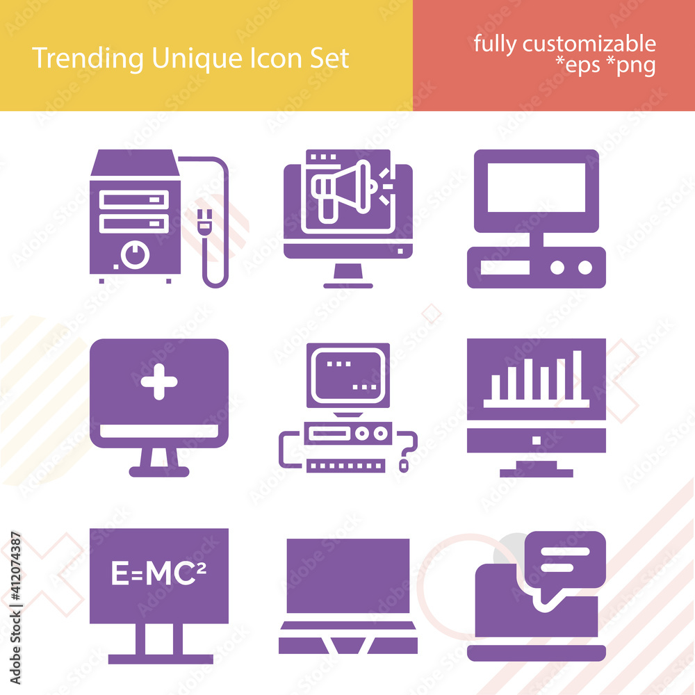 Simple set of simulation related filled icons. Simple set of simulation related filled icons.