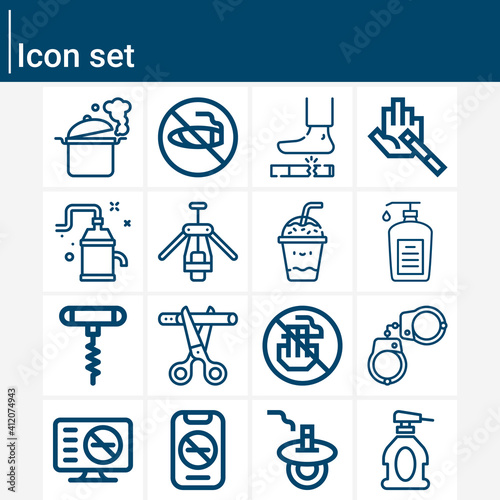 Simple set of vapour related lineal icons.