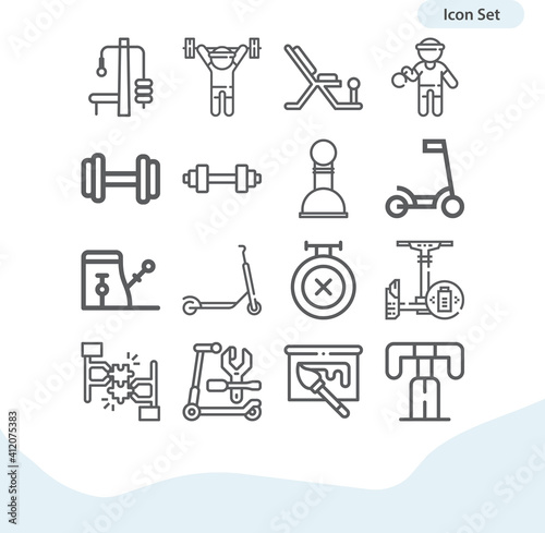 Simple set of practise related lineal icons.