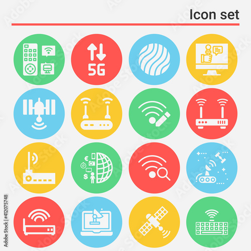 16 pack of orbital  filled web icons set