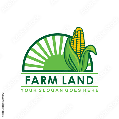 corn vector , farm land logo