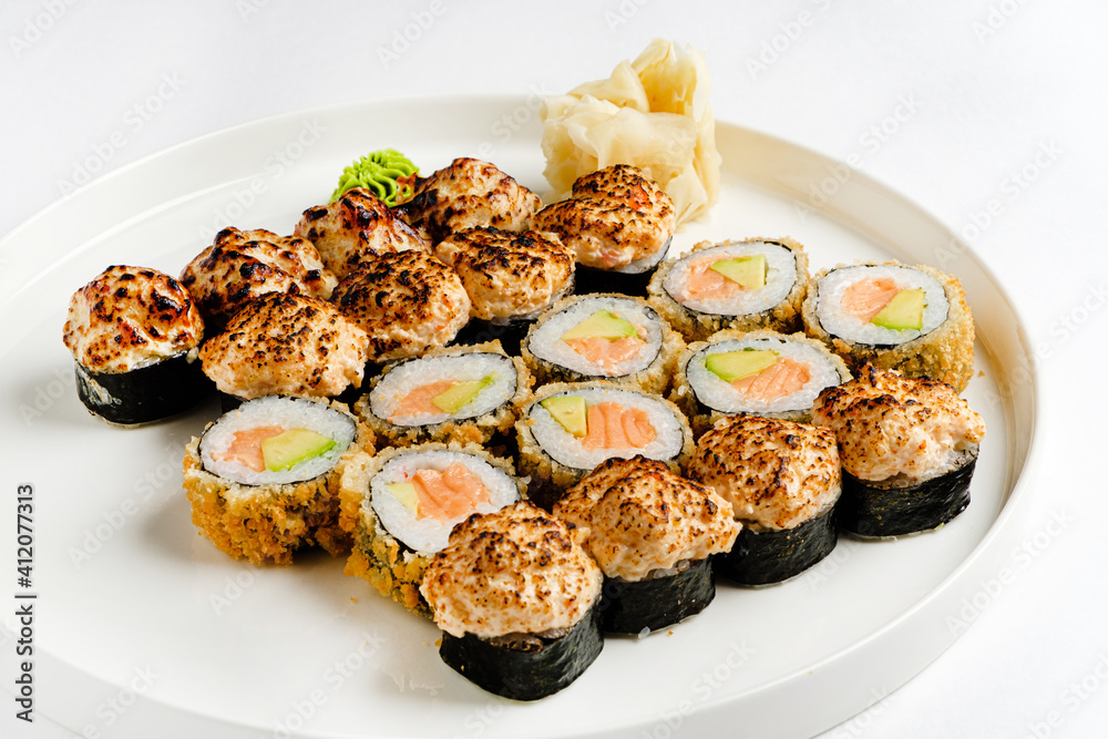 sushi set on the white background sushi set on the white background