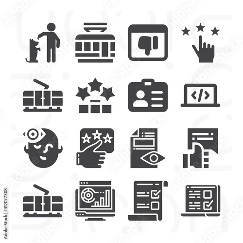 16 pack of analyse  filled web icons set