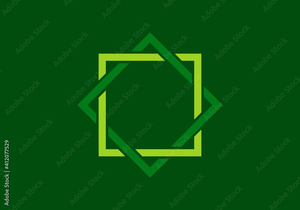 Double square shape frame green Double square shape frame green