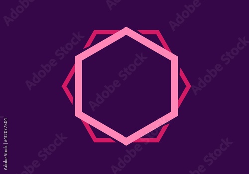 Double lines of hexagon shape in pink color
