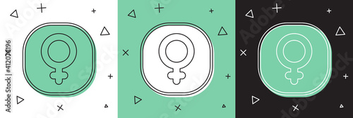 Set Venus symbol icon isolated on white and green, black background. Astrology, numerology, horoscope, astronomy. Vector.