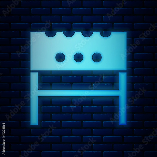 Blue BBQ brazier icon isolated seamless pattern on red background. Vector.