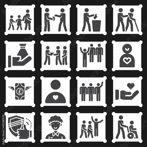 16 pack of charitable  filled web icons set