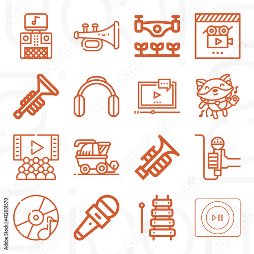 16 pack of genres  lineal web icons set