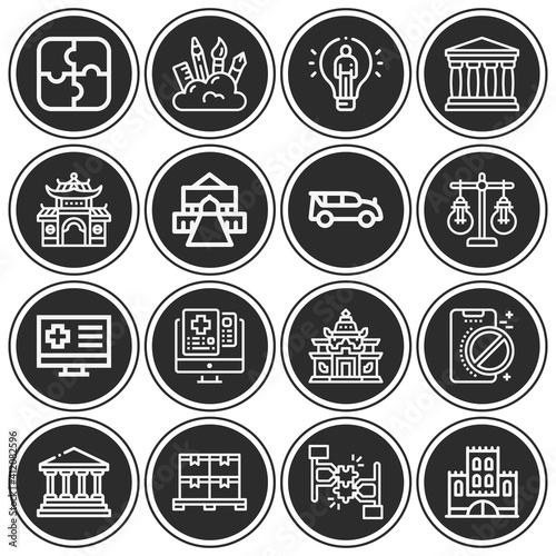 16 pack of heritage  lineal web icons set