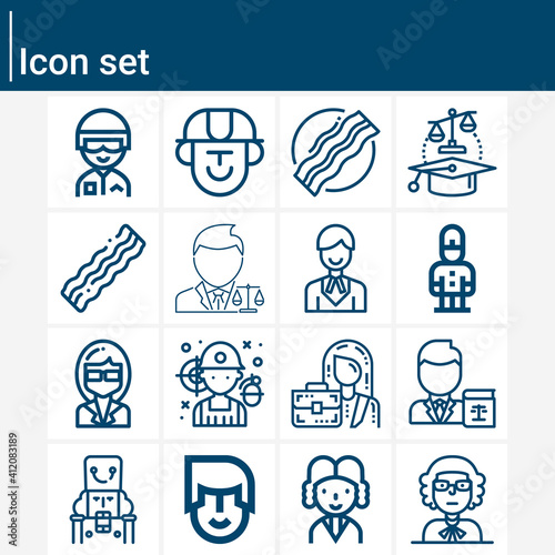 Simple set of statesman related lineal icons.