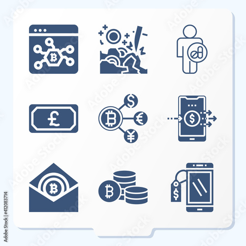 Simple set of 9 icons related to mechanisms