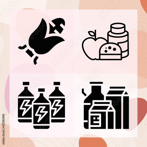 Simple set of nutrient related filled icons