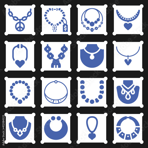 16 pack of necklace  filled web icons set