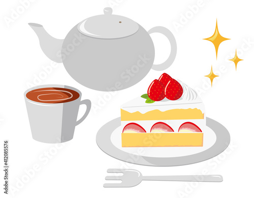 ケーキのベクターイラスト　ポット　カップ