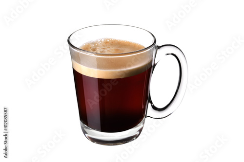  Glass cup of espresso coffee isolated on white background