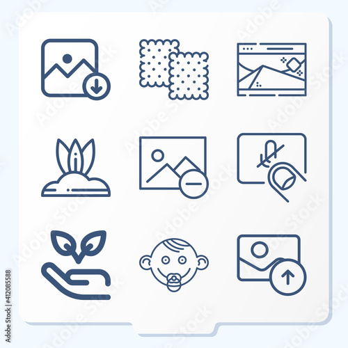 Simple set of 9 icons related to still