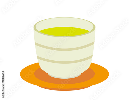 お茶の入った湯のみのベクターイラスト
