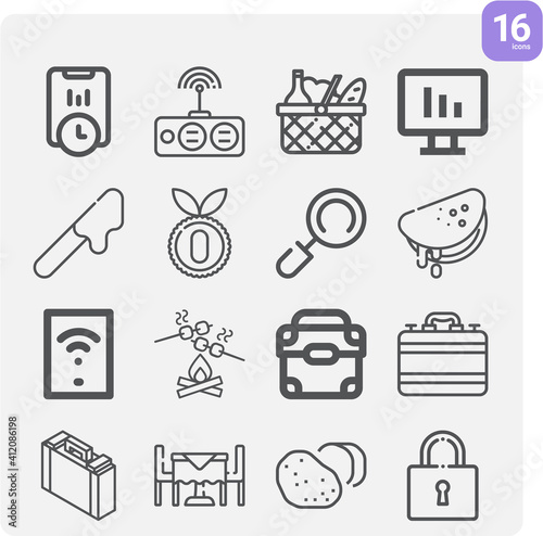Simple set of put away related lineal icons.