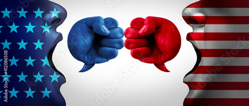 Obraz na plátně American crisis and United States debate or US social issues argument and politi