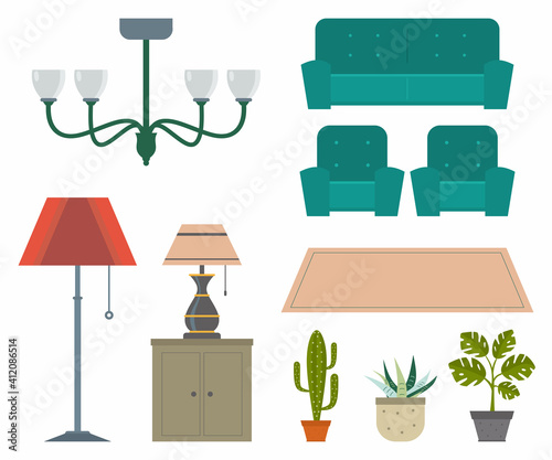 Icons set of interior. Desi...