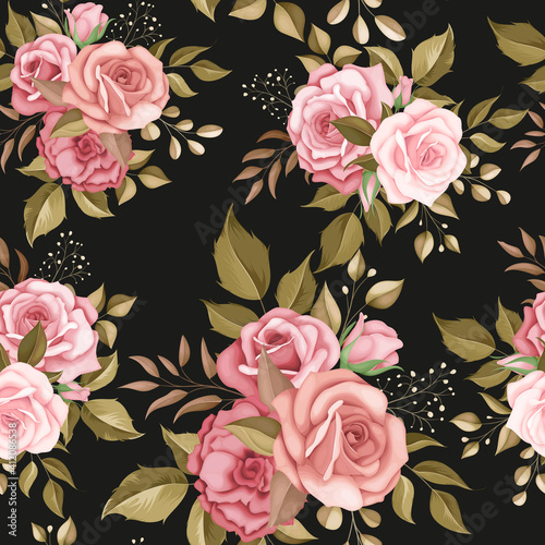 Elegant floral seamless pattern with romantic roses