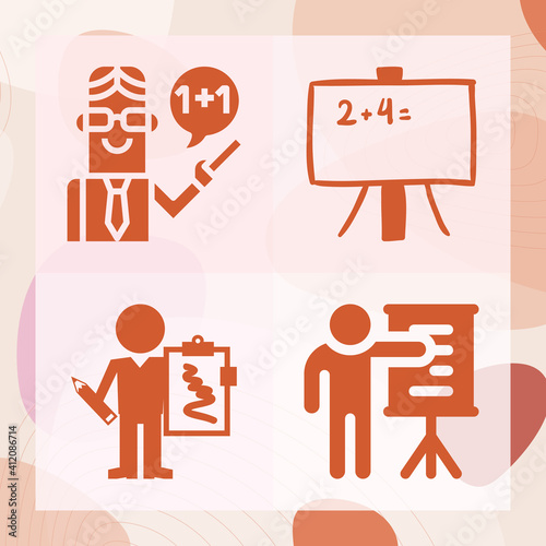 Simple set of educational activity related filled icons