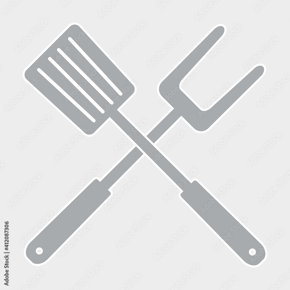 Crossed fork and spatula icon vector illustration design isolated
