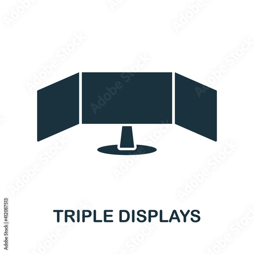 Triple Displays icon. Simple element from technology collection. Filled monochrome Triple Displays icon for templates, infographics and banners