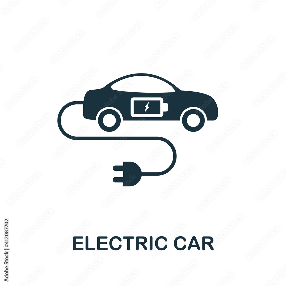 Electric Car icon. Simple element from technology collection. Filled monochrome Electric Car icon for templates, infographics and banners