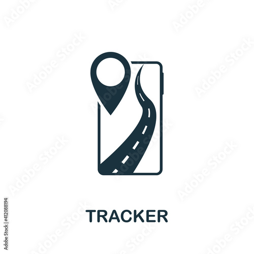 Tracker icon. Simple element from technology collection. Filled monochrome Tracker icon for templates, infographics and banners