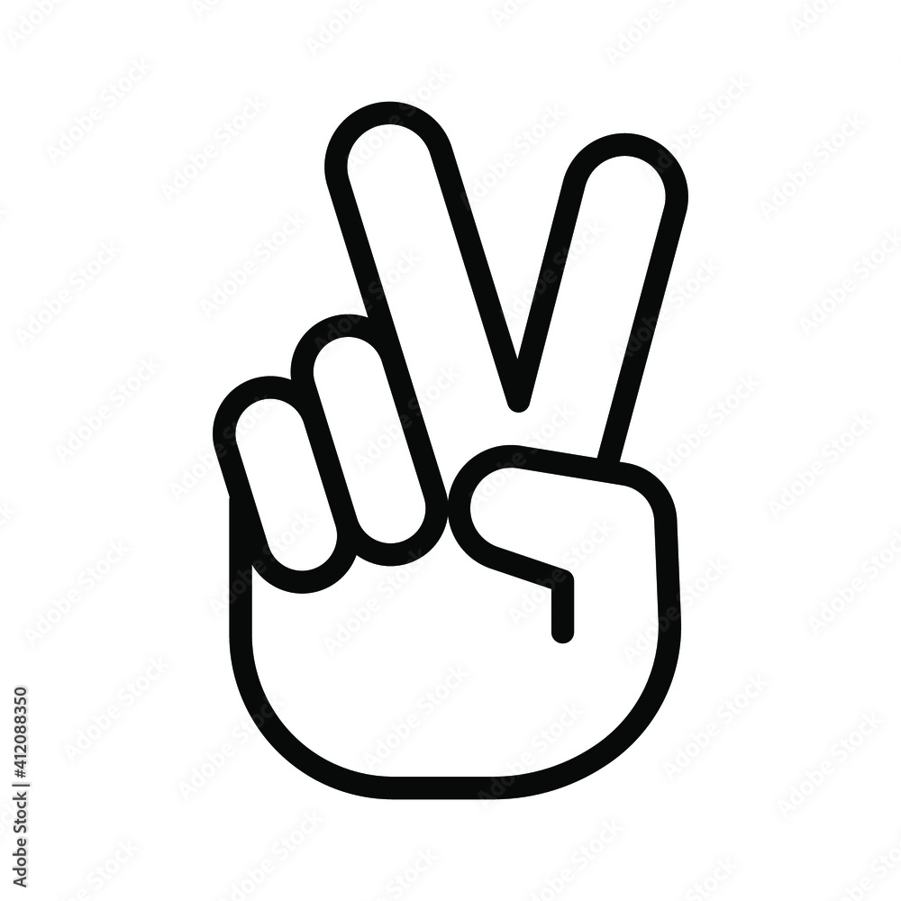 Hand gesture V sign for victory or peace line icon. Simple outline style for apps and websites. Vector illustration on white background. EPS 10 Hand gesture V sign for victory or peace line icon. Simple outline style for apps and websites. Vector illustration on white background. EPS 10