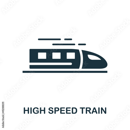 High Speed Train icon. Simple element from technology collection. Filled monochrome High Speed Train icon for templates, infographics and banners
