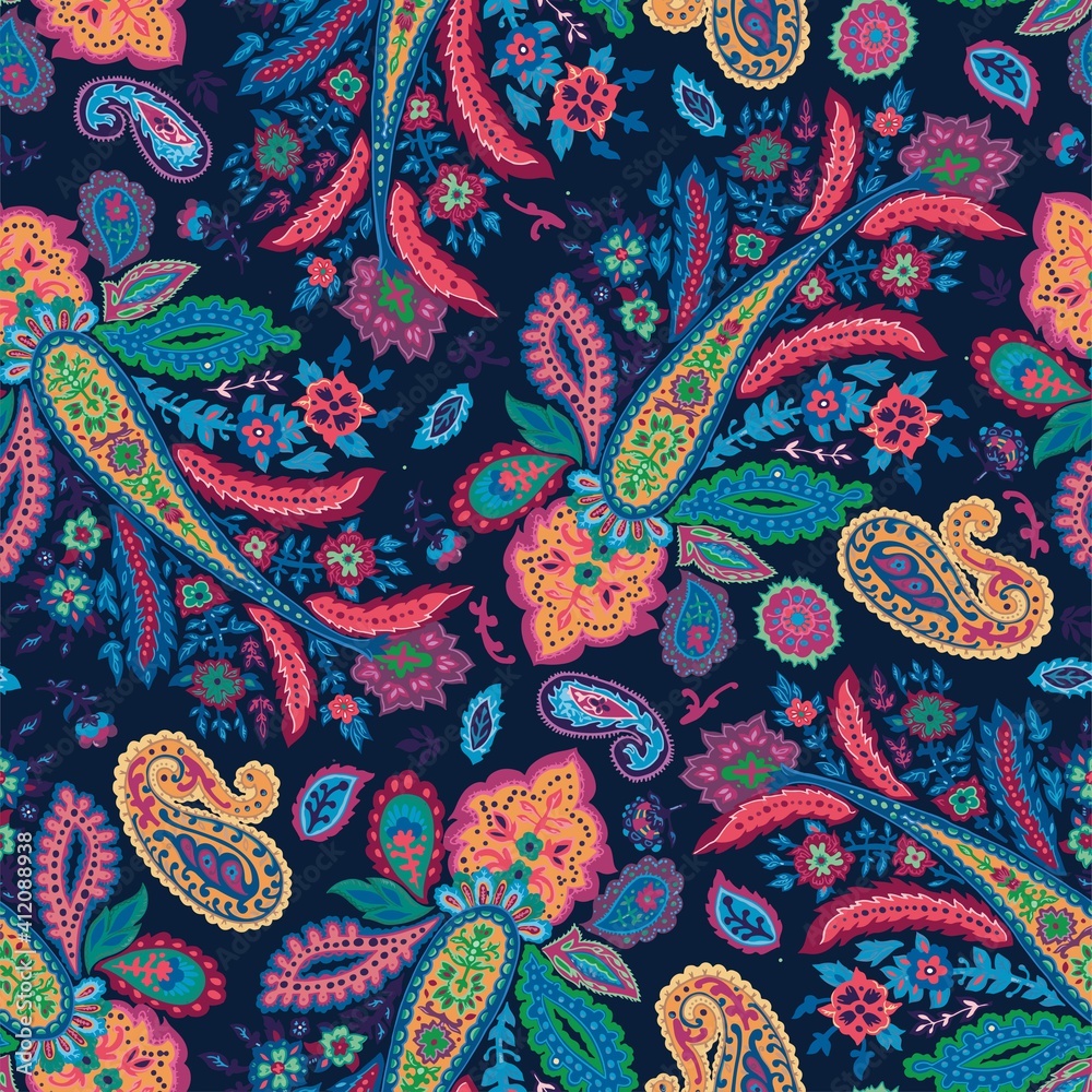 Abstract psychedelic floral vivid pattern vector