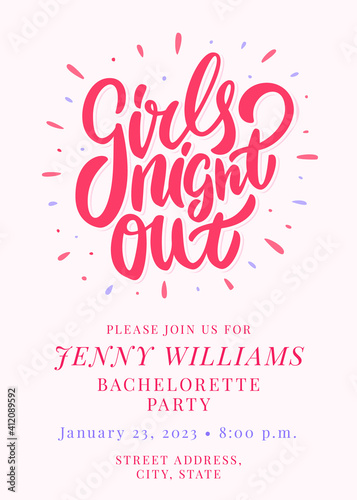 Girls night out. Bachelorette party vector invite.