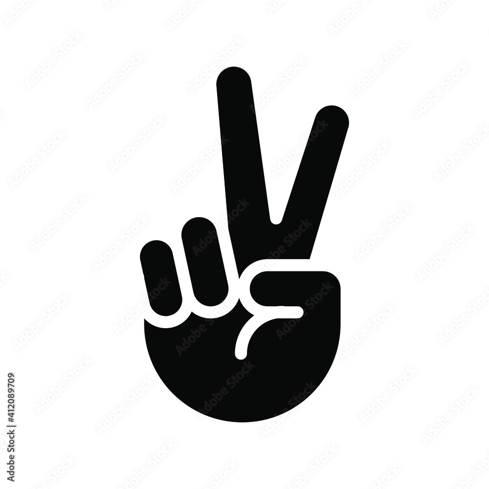 Hand gesture V sign for victory or peace glyph icon. Simple solid style for apps and websites. Vector illustration on white background. EPS 10