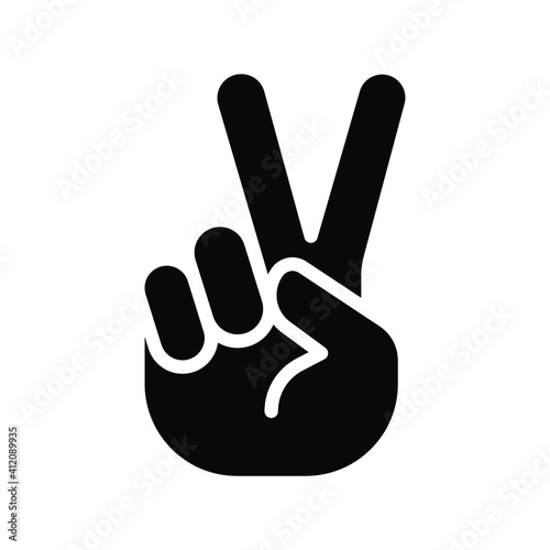 Hand gesture V sign for victory or peace glyph icon. Simple solid style for apps and websites. Vector illustration on white background. EPS 10