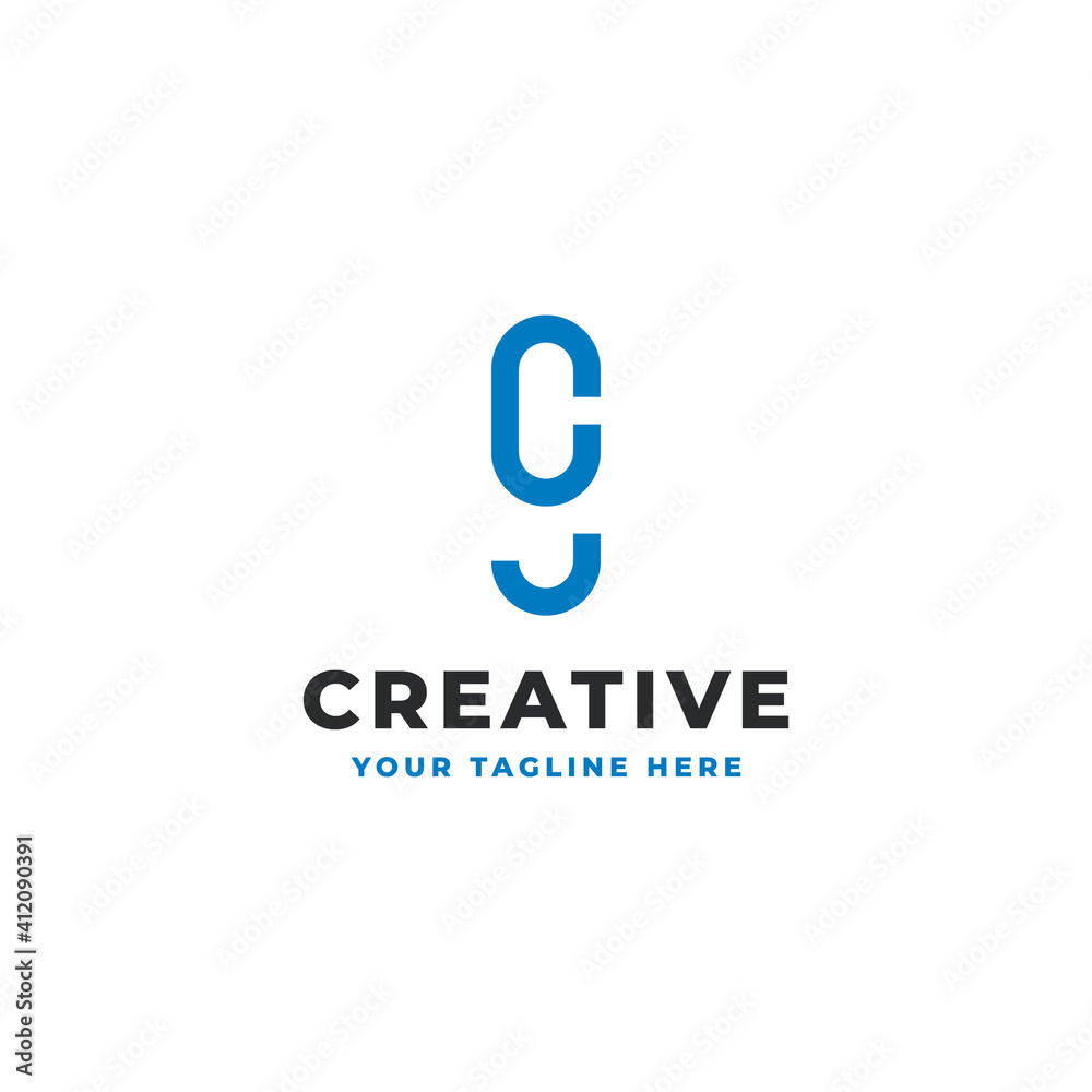 Creative combination logo design template letter C, J or G or number 9. Good for any business.