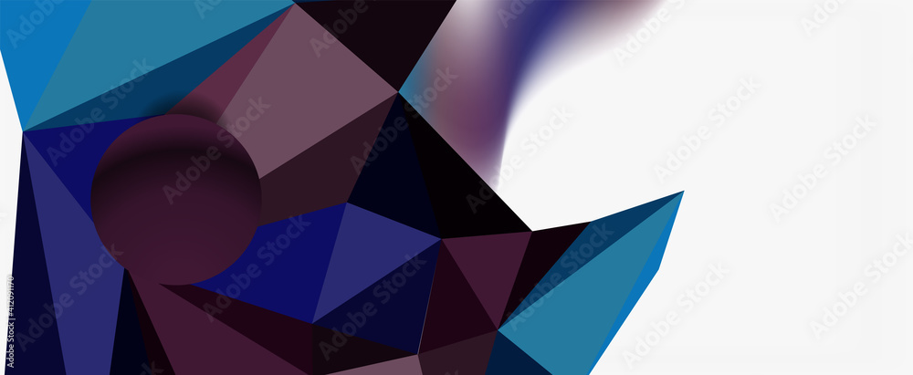 Trendy 3d geometric composition, design template for business or technology presentation, internet poster or web brochure cover