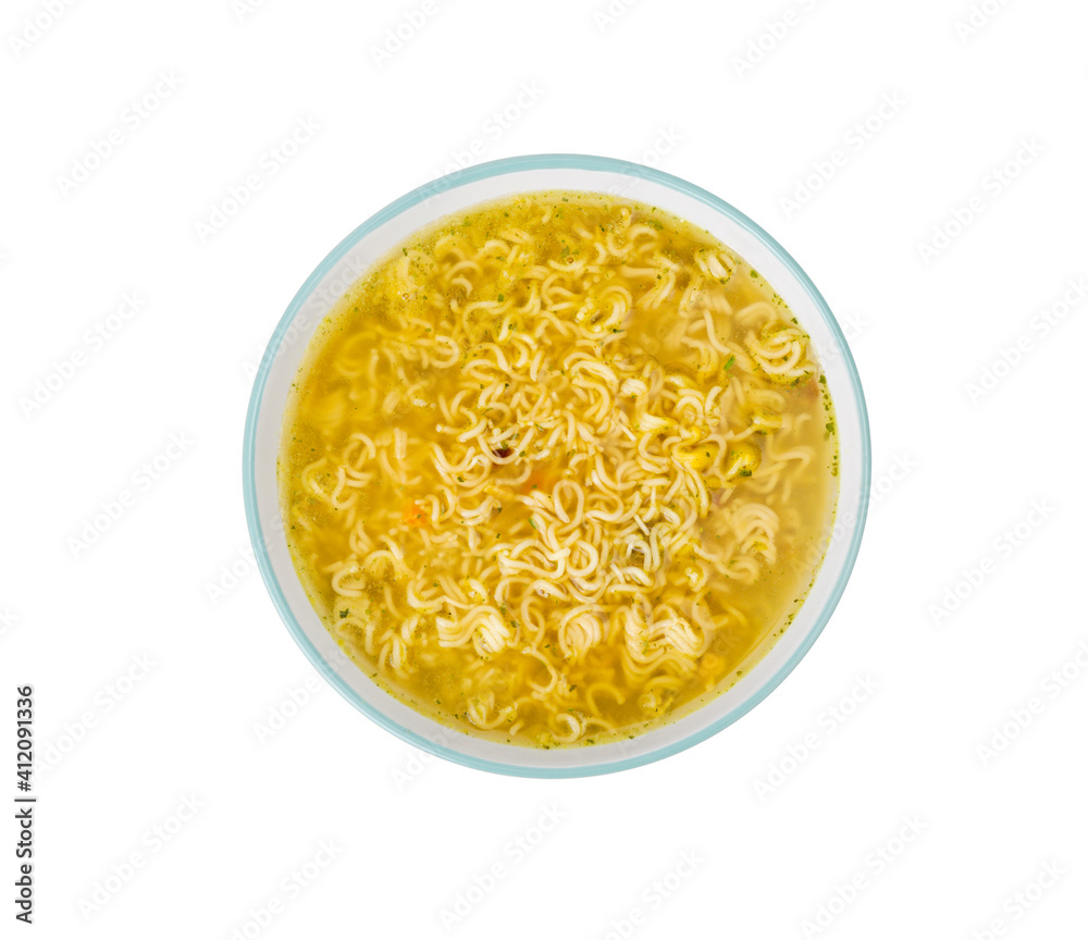 Broth with dry instant noodle. Photo Studio Broth with dry instant noodle. Photo Studio