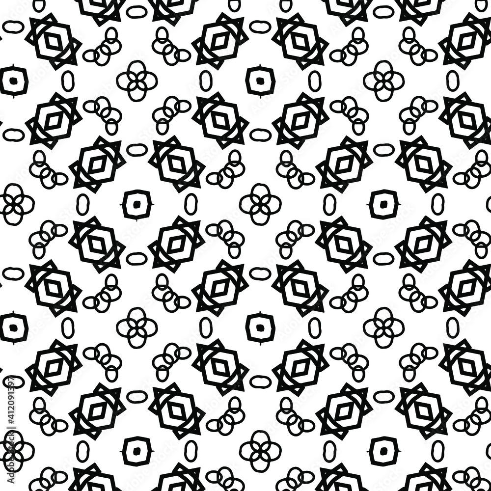 Geometric vector pattern with triangular elements. Seamless abstract ornament for wallpapers and backgrounds. Black and white colors. Geometric vector pattern with triangular elements. Seamless abstract ornament for wallpapers and backgrounds. Black and white colors.