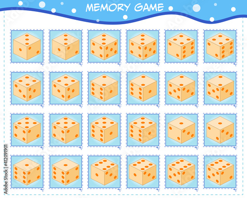 Memory game for children. The set includes cards with cubes. Cut and look for paired pictures 